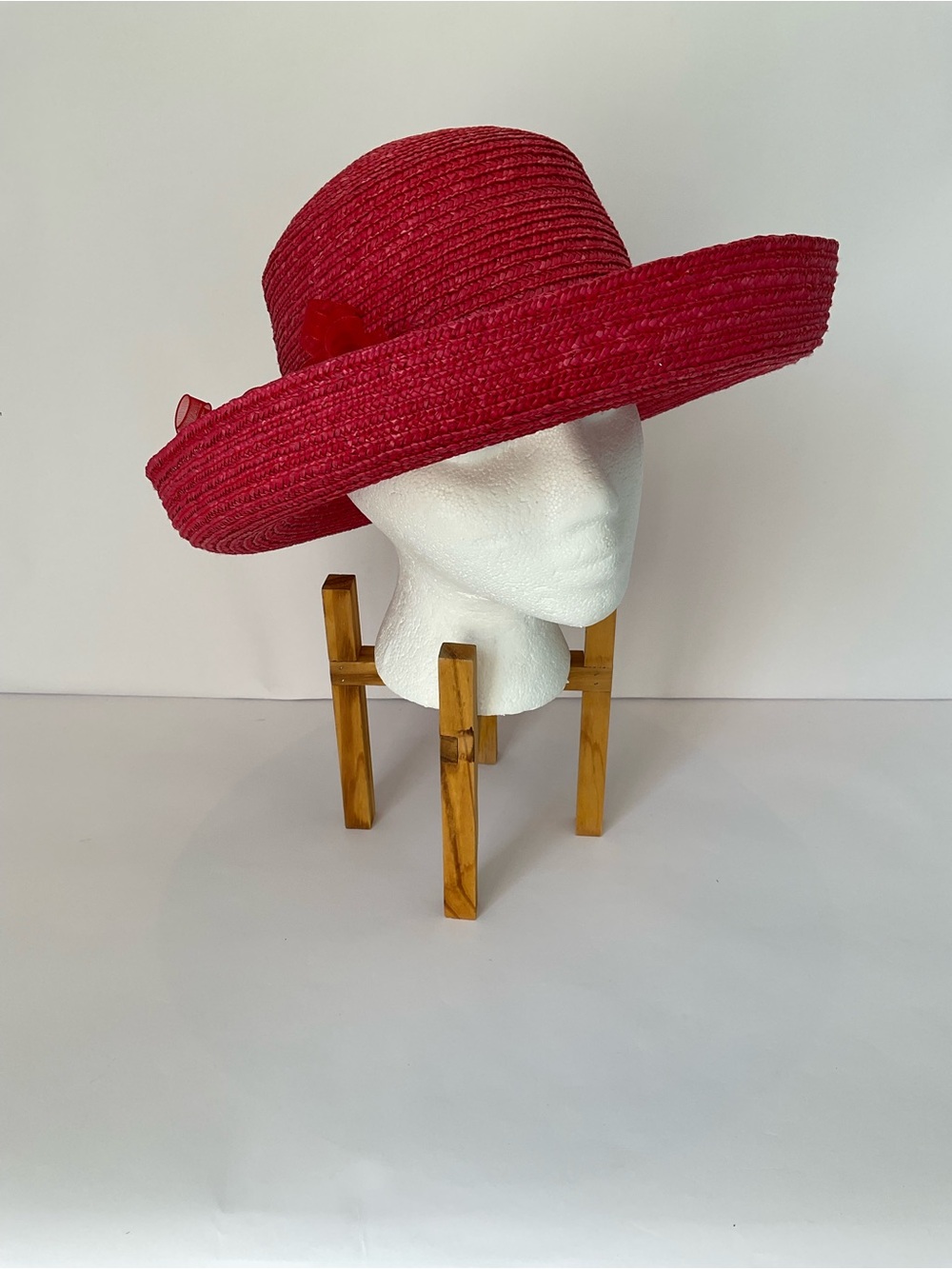 Betmar New York Raspberry Red Women's Straw Sun Hat with Ribbon Accent